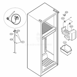 Ice Maker Parts Diagram and Parts List for LTCS24223D ASBCNA0 LG Refrigerator