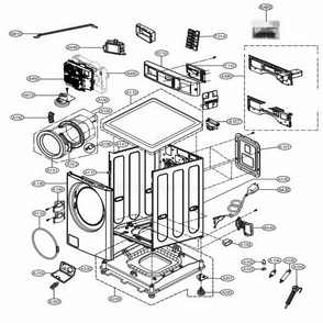 Cabinet And Control Panel Assembly Diagram and Parts List for GCWF1069QS3 ASSEELC LG Washer