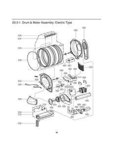 Drum And Motor Assembly Diagram and Parts List for GDL1329QED7 ASSEELC LG Dryer