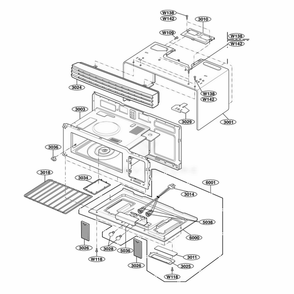 Oven Cavity Parts Diagram and Parts List for 80414 CBSESEA LG Range