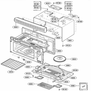 Oven Cavity Parts Diagram and Parts List for 64684 AB6ESEA LG Range