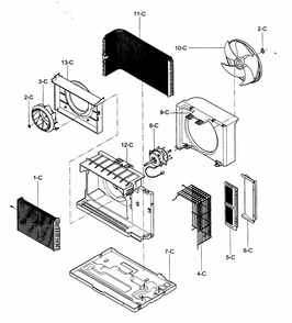 Air Handling/cycle Parts Diagram and Parts List for 58074130400  Kenmore Air Conditioner
