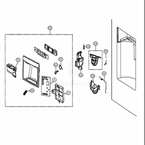 Dispenser Parts Diagram and Parts List for 74024 ABICSE2 LG Refrigerator