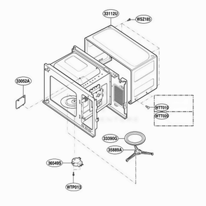 Oven Cavity Parts Diagram and Parts List for JES735WJ CWHEGEU LG Range