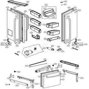 Door Parts Diagram and Parts List for 74042 ASWCSE1 LG Refrigerator