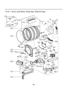 Drum And Motor Assembly Diagram and Parts List for RV13U5JSDW ABLEEUS LG Washer
