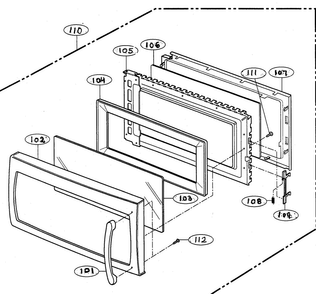 Door Parts Diagram and Parts List for MV-1735W  LG Microwave