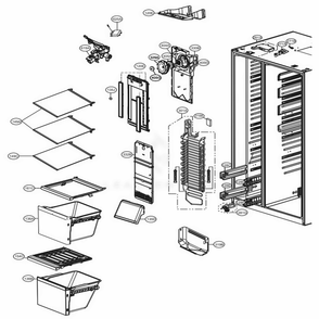 Freezer Compartment Diagram and Parts List for 51862 ASWCSE2 LG Refrigerator