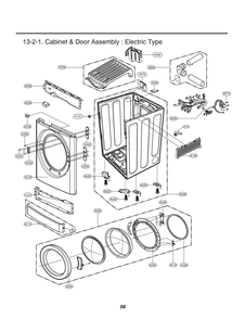 Cabinet And Door Assembly Diagram and Parts List for RV1044AS ABWESEU LG Dryer