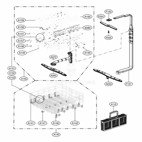 Rack Assembly Diagram and Parts List for LDF7774BD ABDEEUS LG Dishwasher