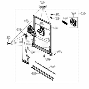 Door Liner Assembly Diagram and Parts List for 14307 ABDESEU LG Dishwasher