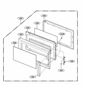 Door Parts Diagram and Parts List for MH6150XLQ AW1EWRP LG Wall Oven