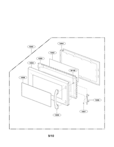 Door Parts Diagram and Parts List for MV1604SB01  LG Microwave