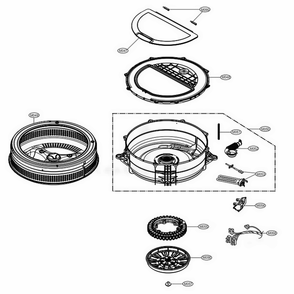 Tub Assembly Diagram and Parts List for 1992 ABWESEU LG Washer