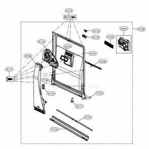 Door Liner Assembly Diagram and Parts List for LDT7808ST ASTESNA LG Dishwasher