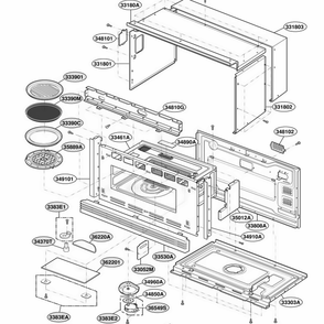 Oven Cavity Parts Diagram and Parts List for SCB2001CSS ASTLGEU LG Microwave Oven Combo