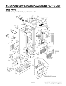 Case Parts Diagram and Parts List for GR-J318LSJM ASTCNA1 LG Refrigerator