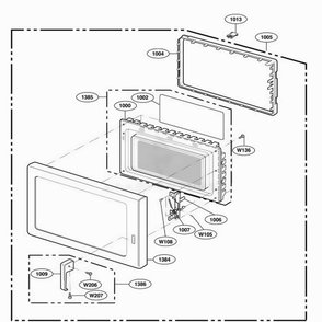 Door Parts Diagram and Parts List for RCS10DA AGREAMA LG Wall Oven