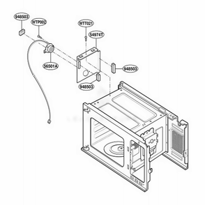Sensor Parts Diagram and Parts List for JE1360WB MWEGEU LG Microwave