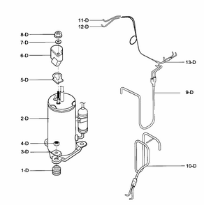 Compressor Parts Diagram and Parts List for 58075180700  Kenmore Air Conditioner