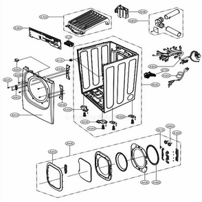 Cabinet And Door Assembly: Gas Type Diagram and Parts List for DLGX4501B ABLEEUS LG Dryer