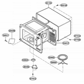 Oven Cavity Parts Diagram and Parts List for 61282 AMWESEA LG Range