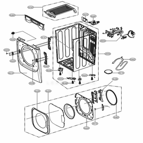 Cabinet And Door Assembly Diagram and Parts List for DLHX4072W ABWEEUS LG Dryer