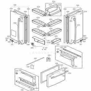 Door Parts Diagram and Parts List for 78713 AST2SER LG Refrigerator