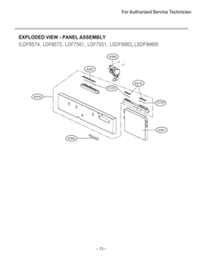 Panel Assembly Diagram and Parts List for D1438DB ABDEEUS LG Dishwasher