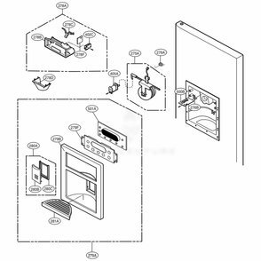 Dispenser Parts Diagram and Parts List for 72023 ASTCSE0 LG Refrigerator