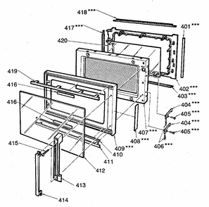 Door Diagram and Parts List for 7218863480  Kenmore Microwave