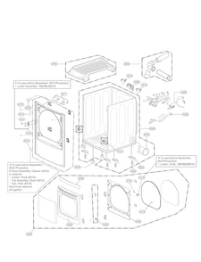 Cabinet And Door Parts Diagram and Parts List for DLGX5681W  LG Dryer