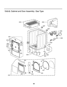 Cabinet And Door Assembly Diagram and Parts List for RN13U6E ASSEEUS LG Dryer