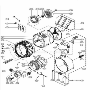 Drum And Tub Assembly Diagram and Parts List for GCWP1069CD1 ABWEELC LG Washer