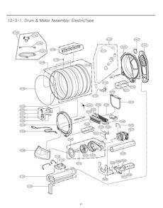 Drum And Motor Assembly Diagram and Parts List for RV1381AS ABWEEUS LG Dryer