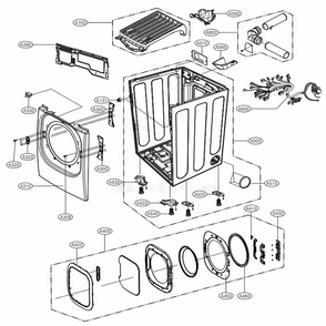 Cabinet And Door Assembly Electric Type Diagram and Parts List for DLEX3885W ABWEEUS LG Dryer