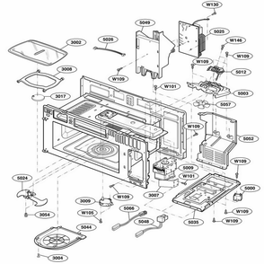 Interior Parts 1 Diagram and Parts List for 64669 AB1ESEA LG Range