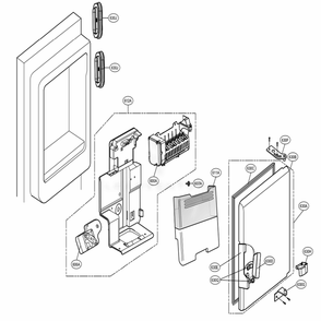 Ice Maker And Ice Bin Parts Diagram and Parts List for 73157 ASBCSE0 LG Refrigerator