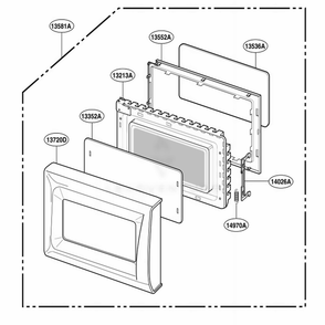 Door Parts Diagram and Parts List for MA6511B KBKEGSE LG Wall Oven