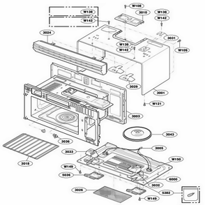 Oven Cavity Parts Diagram and Parts List for 80869 AB2ESEA LG Range