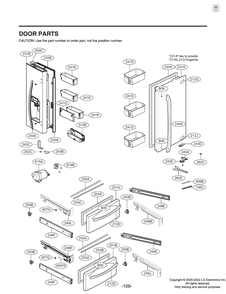 Door Parts Diagram and Parts List for GR-L28ANSYX ASTCNA2 LG Refrigerator