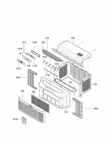 Cabinet And Front Grill Assembly Parts Diagram and Parts List for 58075062501  Kenmore Air Conditioner