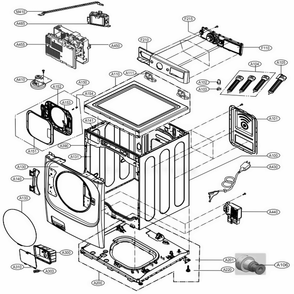 Cabinet And Control Panel Assembly Diagram and Parts List for 41483 ASTEPEU LG Washer