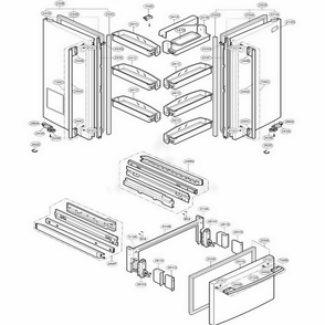 Part Location Diagram of 3650JA2158A LG Handle,Refrigerator