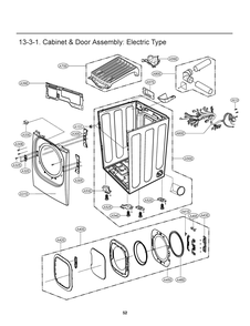 Cabinet And Door Assembly Diagram and Parts List for RV1398ES ASSEEUS LG Dryer