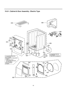 Cabinet And Door Assembly Diagram and Parts List for RV13A8A ABWESEU LG Dryer