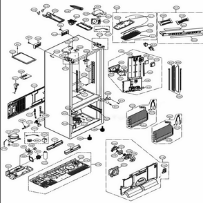 Case Parts Diagram and Parts List for 79993 ASTCSE1 LG Refrigerator