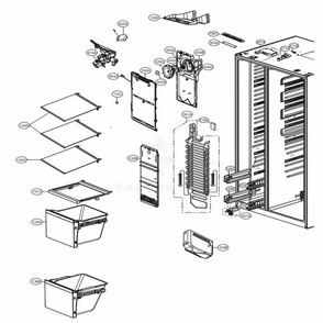 Freezer Compartment Diagram and Parts List for LSXS26326S ASTCNA7 LG Refrigerator