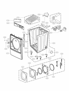 Cabinet And Door Parts Diagram and Parts List for 79681373210  Kenmore Dryer