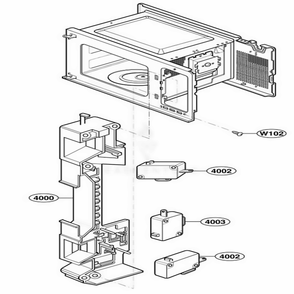 Latch Board Parts Diagram and Parts List for 65029 CBKESEA LG Microwave